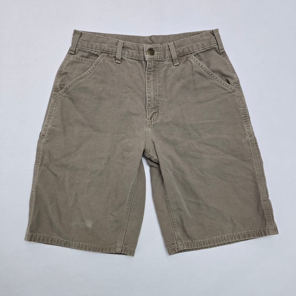 Carhartt B278 MUS Khaki Canvas Carpenter Work Shorts Mens 30 Brown Utility